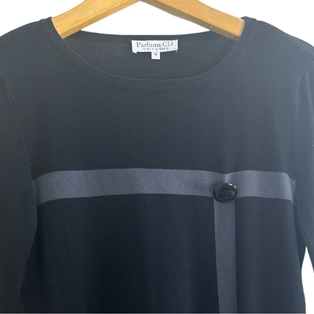 Christian Dior Parfums CD Uniform Black Silk-Cotton Sweater Medium